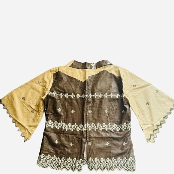 Damask print embroidered collar Skirt and Blouse Set. size large - Picture 3 of 10